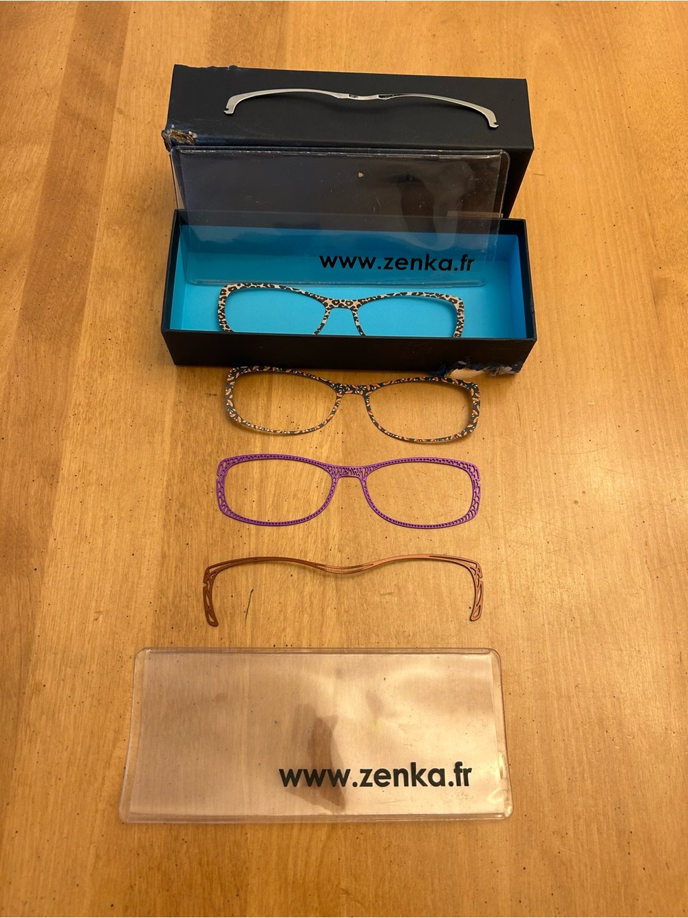 Zenka Interchangeable Eyeglass Frames - Leopard, Purple, Brown